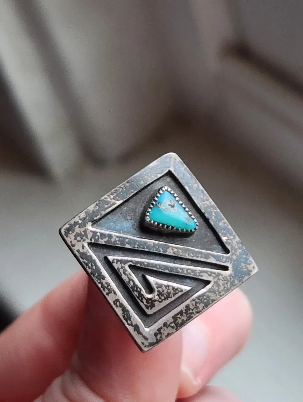 VTG STERLING SILVER TURQUOISE OVERLAY CUFFLINKS 3/4